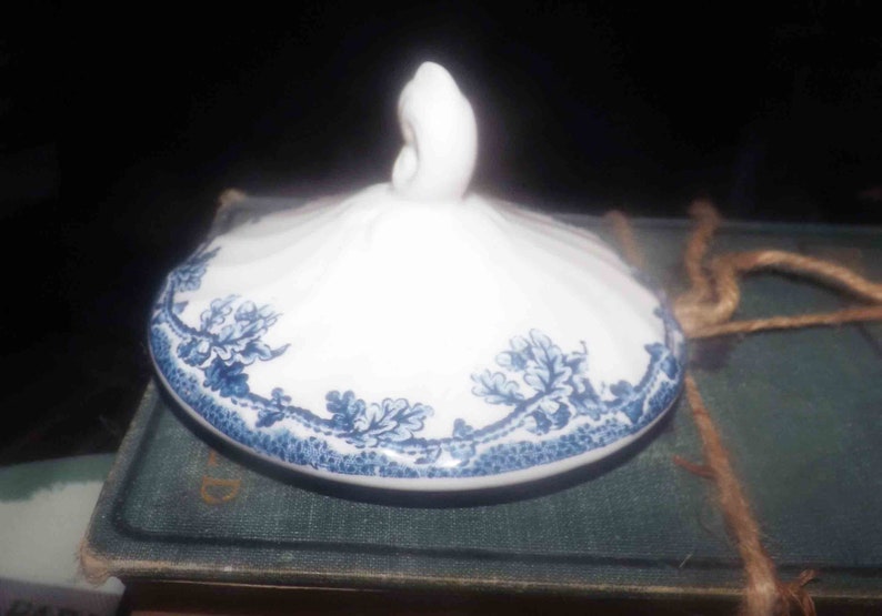 Blue leaves Swinnertons RWX1 pattern sugar bowl lid swirled. branches Royal Wessex Early mid-century lid only mid to late 1940s