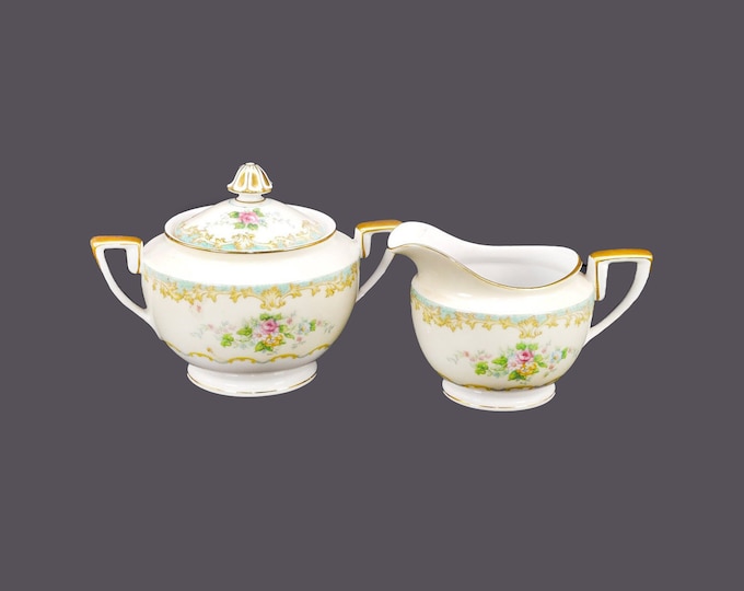 Noritake | Morimura | hand-painted Nippon Adela creamer and covered sugar bowl set made in Japan.