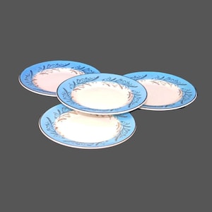 Piatti da pane vintage Washington Pottery Blue Riband, realizzati in Inghilterra. Set da 4.