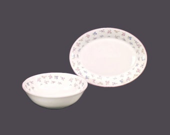 Royal Vale RVA26 oval platter and round salad serving bowl. Bone china made in England.