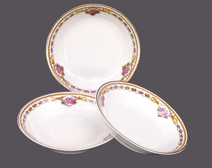 Three Bernardaud Limoges Chamberry fruit nappies, dessert bowls made in France.