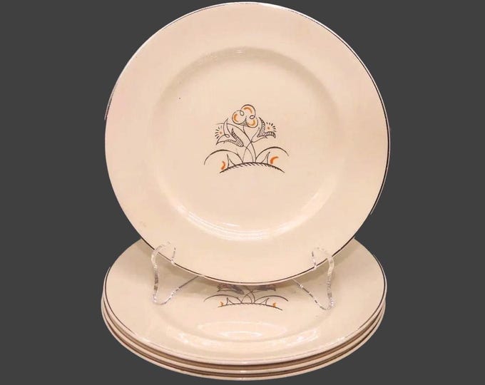Four antique Edwardian Age Johnson Brothers JB204 bread plates. Victorian ironstone made in England. Minor flaws.