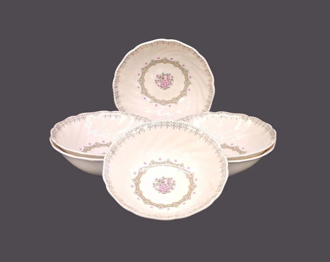 Six Sovereign Potters Fidelity coupe cereal bowls. English ironstone decorated in Canada.