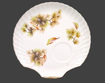 Vintage Pine Tree Snack Plate: Fine China Tea and Toast Plate, Japan