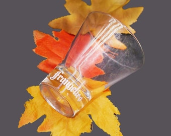 Frangelico liqueur tulip-shaped cocktail glass. Etched-glass branding.