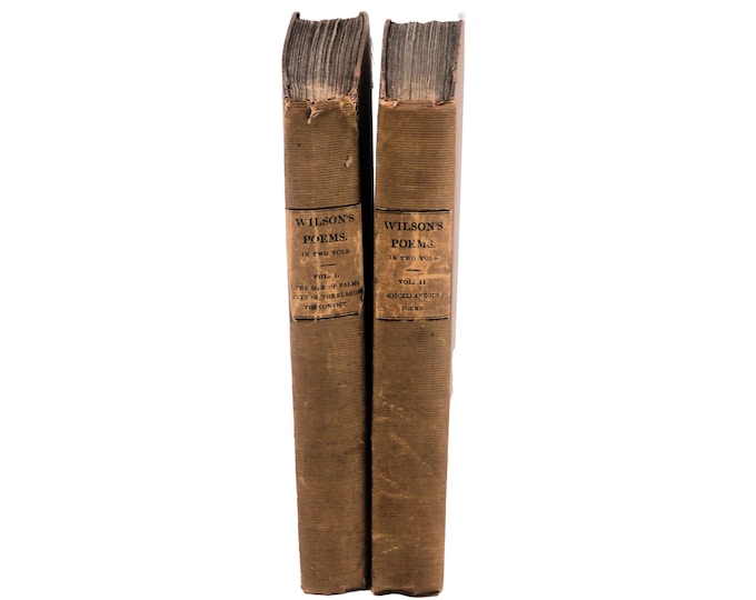 Two volumes of antiquarian (1825) first-edition poetry books Vols 1, 2 Wilson's Poems Professor John Wilson. Blackwood.