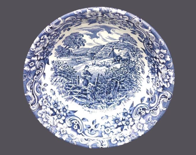 Staffordshire Engravings | EIT | 17th Century Engravings Red River Scenes Blue coupe cereal bowl made in England. Sold individually.