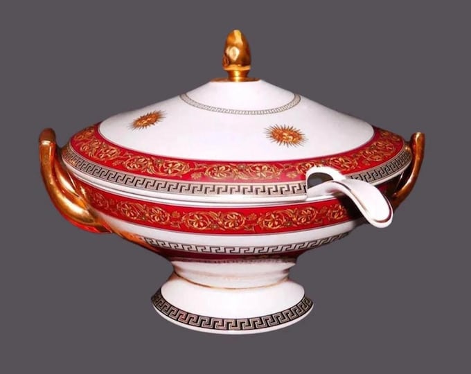 Adeline T Limoges Casa Elite Juno round footed tureen with lid and ladle.