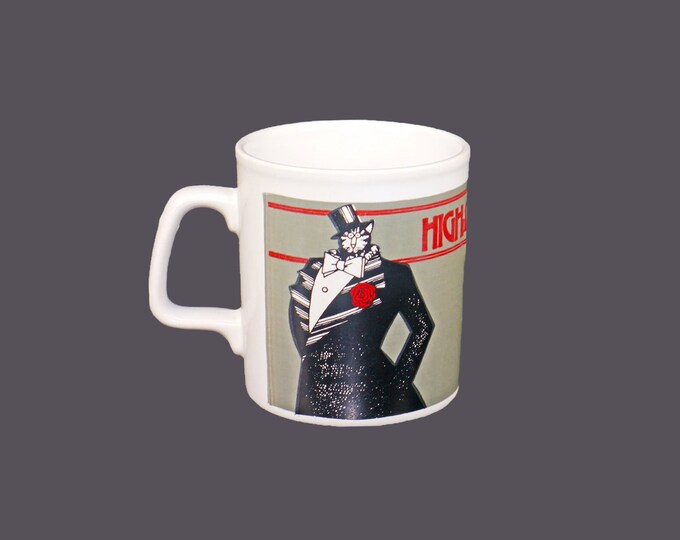 Kiln Craft High Class Cat coffee or tea mug. Fatcat in top hat and tails with boutonniere. Made in England.