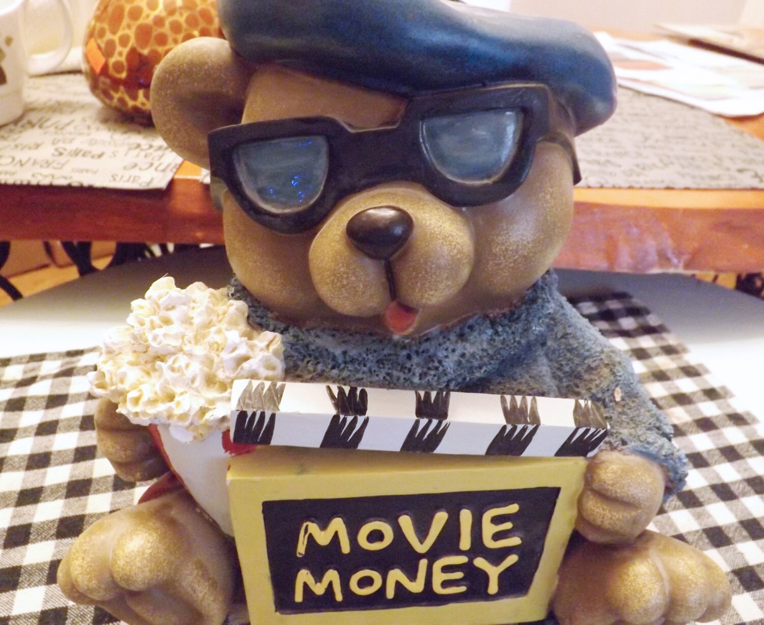 Vintage Clay Movie Money Teddy Bear Coin Bank Mint Very