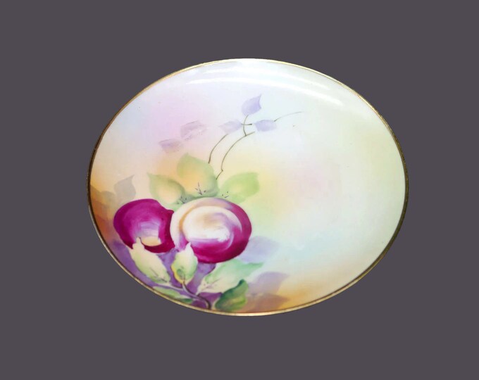 Antique hand-painted Nippon plate. Ripened plums on the vine. Flaw (see below)