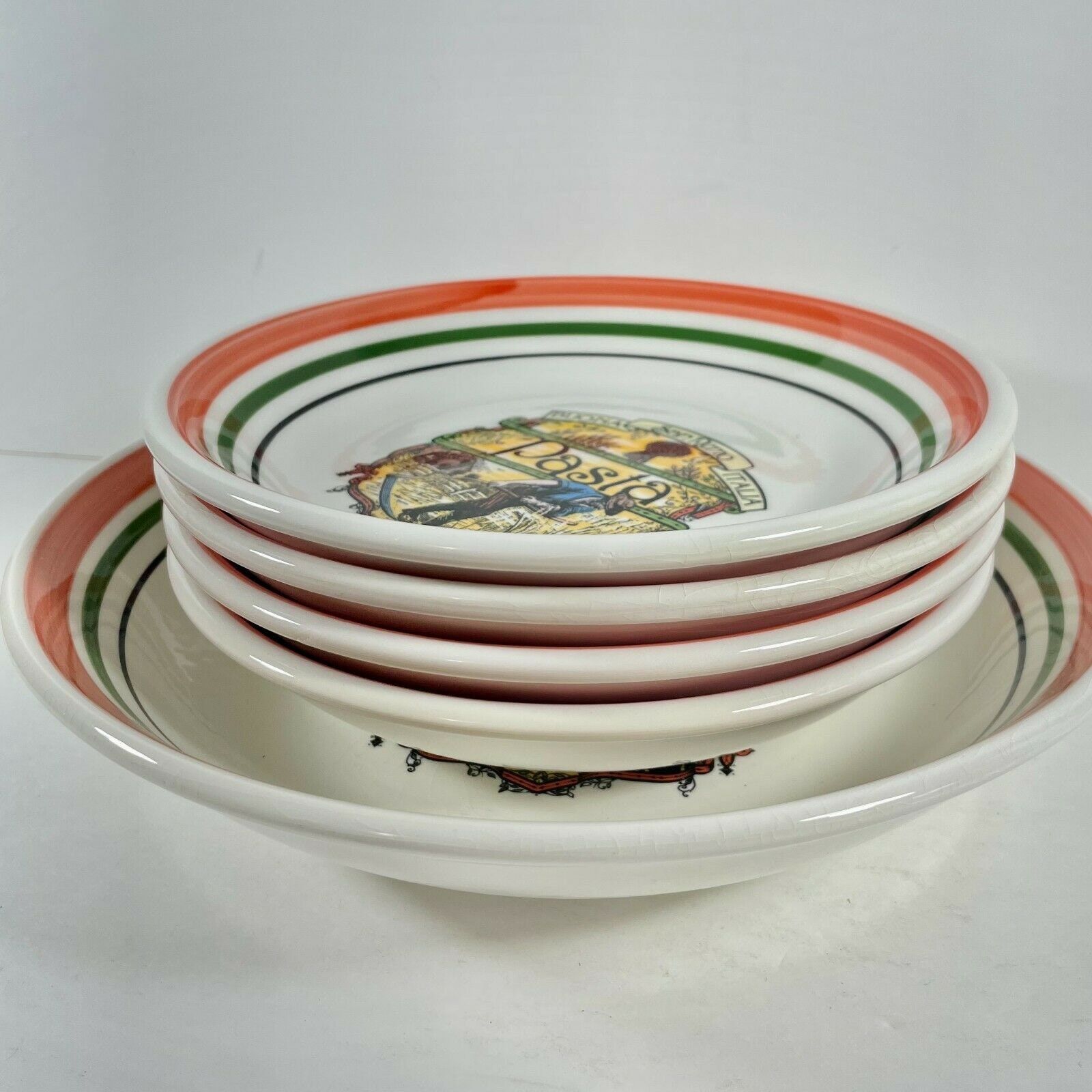 Set of Himark Tre Ci San Remo Buona Italia pasta bowls made in Italy