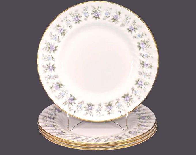Four Minton Alpine Spring salad plates. Bone china made in England.