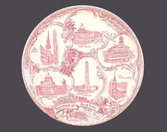 Vintage Boston Souvenir Plate: William Adams Red Transferware