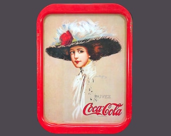 Coca-Cola | Coke metal tray featuring Hamilton King Gibson Girl with signature. French wording Buvez Coca-Cola | Drink Coca-Cola.