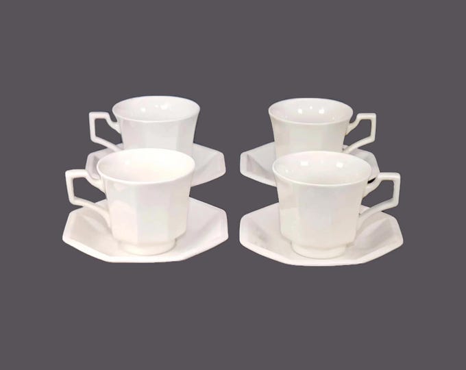Johnson Brothers Heritage White cup and saucer sets made in England. Choose quantity below.