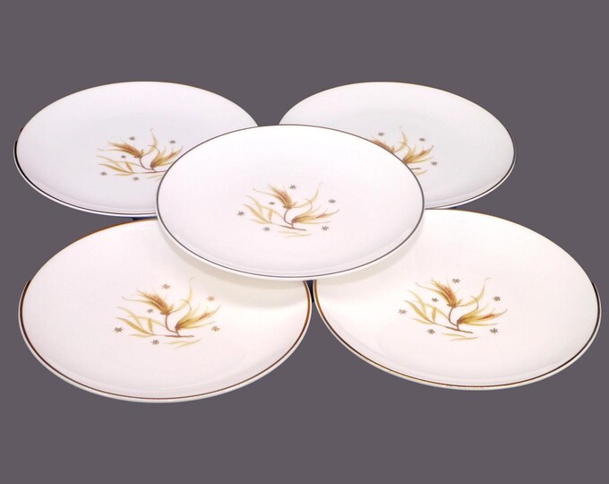 Five Royal Doulton Golden Maize H4934 bread plates made in England.