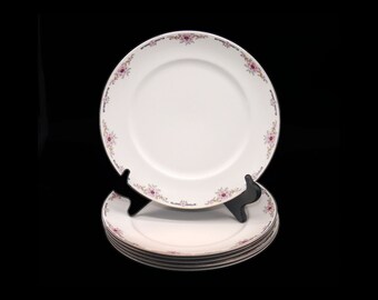 Six Alfred Meakin Milldale dinner plates made in England. Flaws (see below).