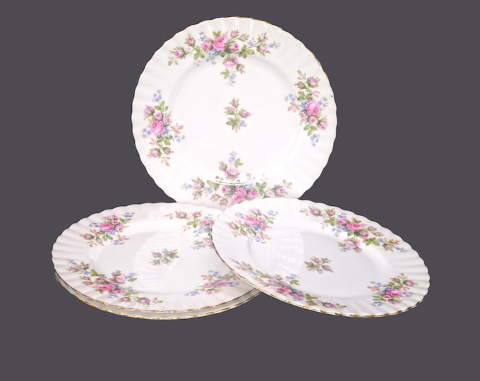 Vintage Royal Albert Moss Rose salad plates. Bone china made in England. Set of 4.