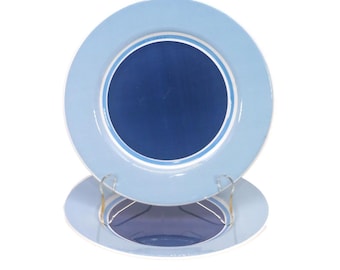 Pair of Pier 1 Marea salad plates made in Italy. Blue and white. Flaw (see below).
