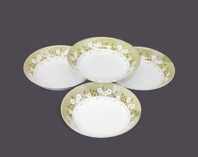 Four J&G Meakin Mayflower coupe soup bowls made in England.