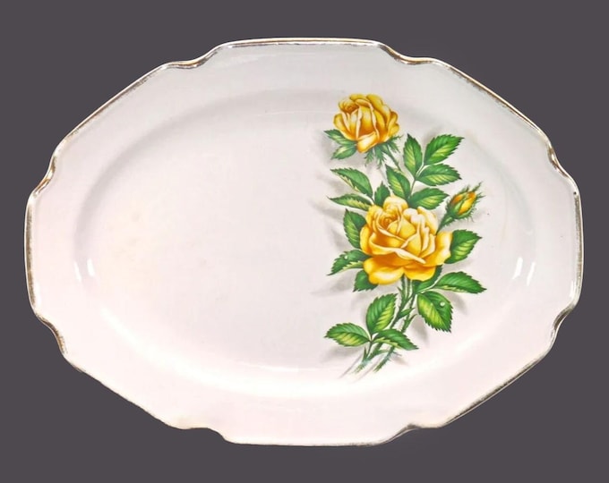 Vintage Georgian China Georgian Rose Platter: Yellow Roses