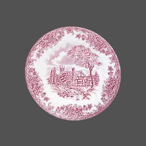 Churchill China The Brook Pink bread plate. Pink transferware made in England. Sold individually.
