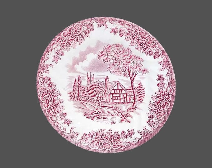 Churchill China The Brook Pink bread plate. Pink transferware made in England. Sold individually.