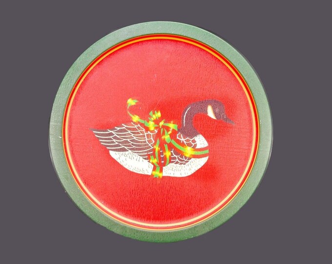 Vintage Christmas Goose Metal Tray - Wang's International 1988