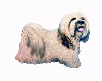 Vintage large Living Stone Lhasa Apso dog figurine. Flaws.
