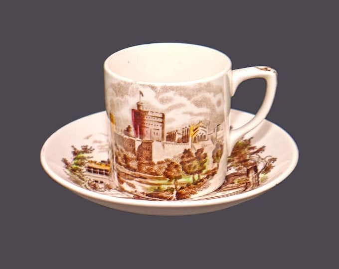 Johnson Brothers Haddon Hall Multicolor transferware demitasse set | espresso set made in England. Flaw (see below).