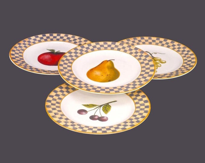 Vintage Block by Gear Country Orchard Salad Plates. Set of 4. Flaw.