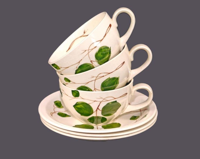 Three Simpsons Potters Vogue cup and saucer sets made in England. Designed by Diana Legh.
