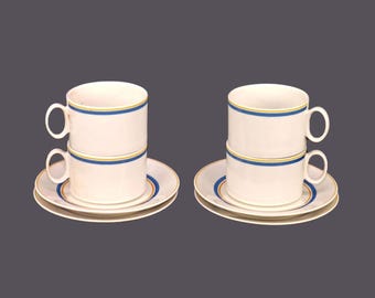 Vintage Villeroy & Boch Carrousel cup and saucer sets made Luxembourg. 4 sets.