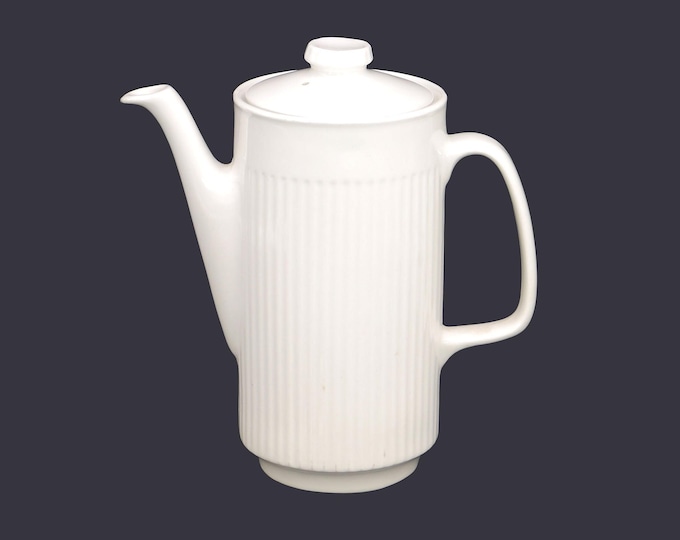 Johnson Brothers Athena six-cup teapot. All-white ironstone made in England. Flaw (see below).