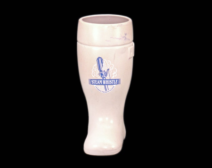Steam Whistle Canadian Pilsner 40 oz stoneware boot stein | boot tankard. Flaws (see below).