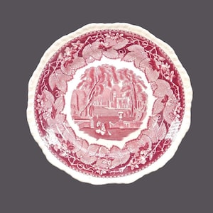 Masons Vista Pink luncheon plate. Masons Patent Ironstone made in England. Flaw (see below).