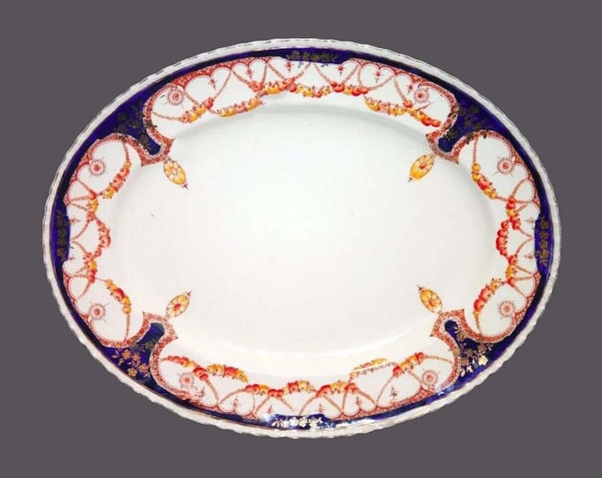Vintage Myott Derbyshire Imari Turkey Platter: Art Deco England, 16" Oval (Flaw)