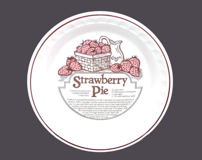 Strawberry Pie Recipe Pie Plate. Festival vintage stoneware made in Korea.