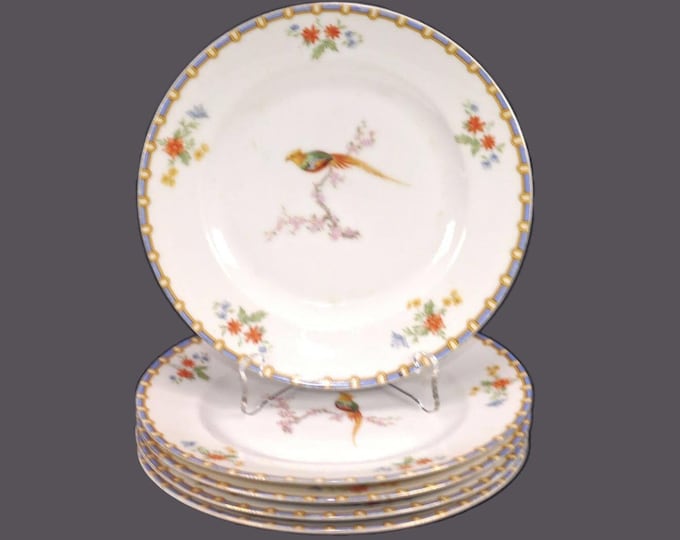 Five antique Altrohlau | Moritz Zdekauer | MZ Austria Victoria bread plates. Bird of Paradise made in Czechoslovakia.