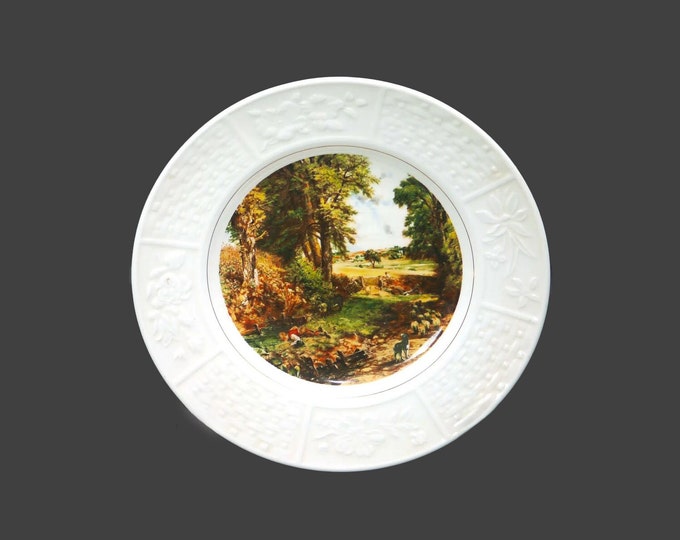 Wood & Sons decorative wall or cabinet plate. Constable's 1826 painting of The Cornfield.  Embossed edge, gold band.