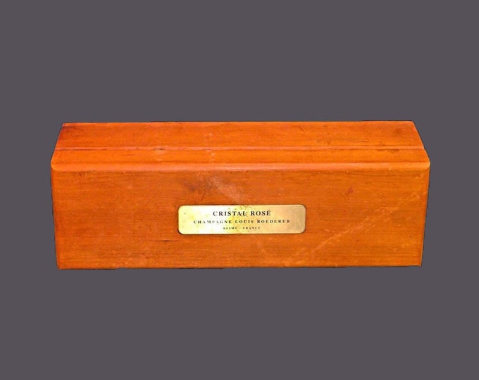 Louis Roederer Reims France Cristal Rose hinged, wooden champagne box.