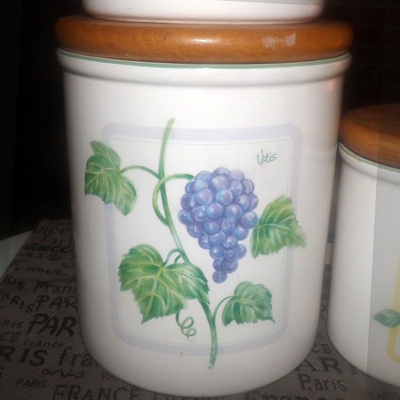 Set of 4 vintage 1970s Himark fruit ceramic canisters with | Etsy