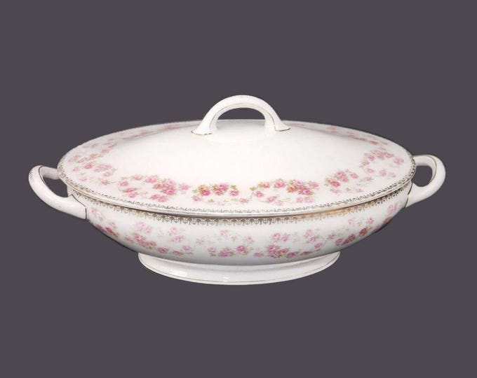 Royal Bayreuth Bridal Rose style covered serving bowl made in Bavaria.