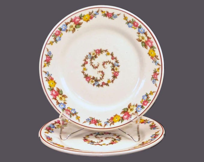 Pair of Grindley York bread, dessert plates. Hercules Vitrified Hotelware made in England. Flaw (see below).