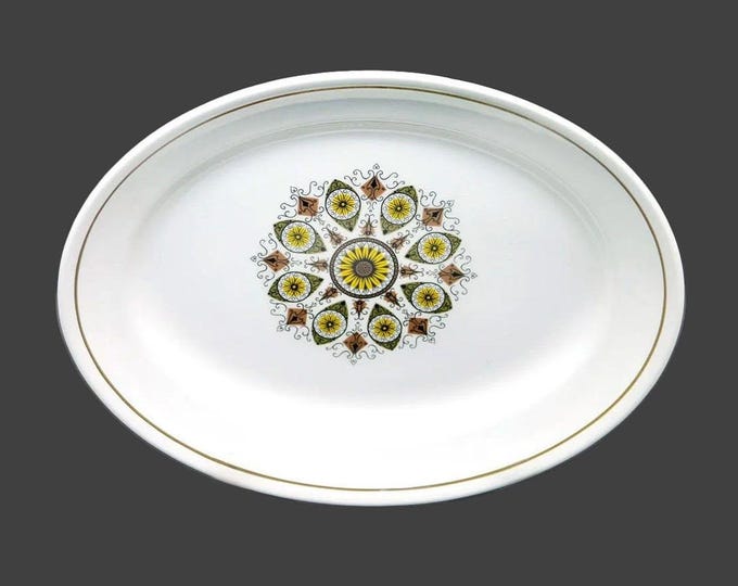 Retro vintage Swinnertons Paisley Green oval platter. England.