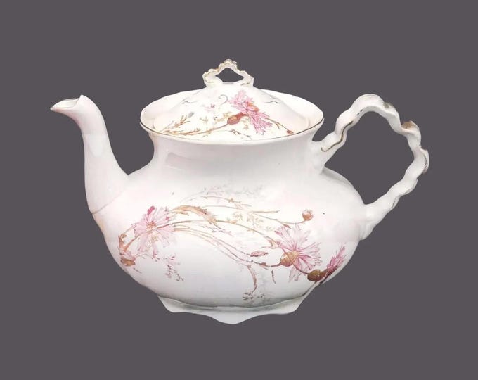 Antique Edwardian Age Ridgway Pink Rosmead four-cup teapot made in England.