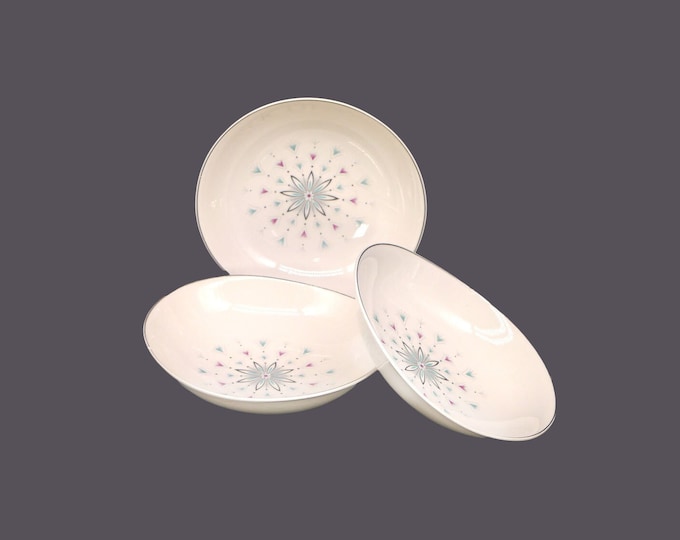 Three Johnson Brothers JB832 Atomic Starburst | Kaleidoscope oval cereal bowls made in England. Flaw (see below).