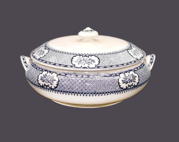 Regal China blue-and-white covered serving bowl made in Japan. Flaws (see below).