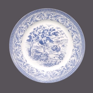Vintage Royal Heritage Country Cottage blue-and-white dinner plate.